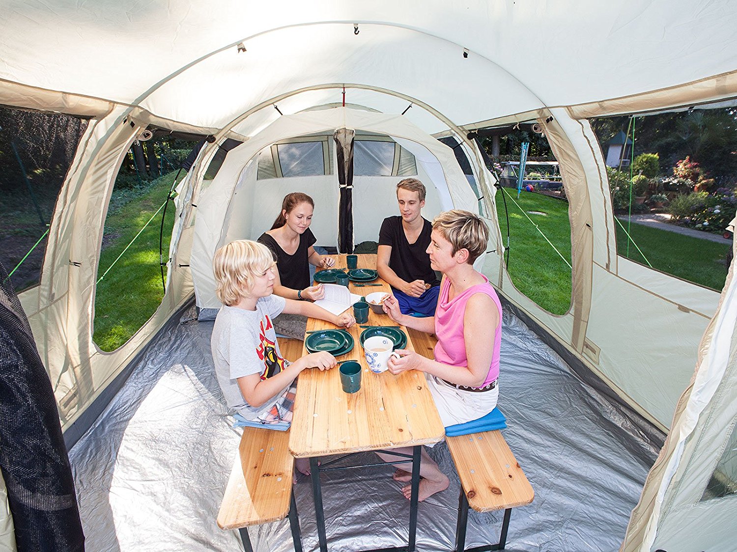 Campingzelt mit versiegelten Nähten Mountain Warehouse Venus 4-Personen-Zelt Familienzelt Festival wasserabweisendes Überdach Schutzabdeckung Für Sommerreisen 